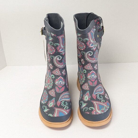 Western Chief Paisley Pop Mid Rain Boots, Multi, Women's 10 M - Picture 3 of 6